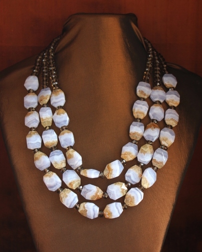 Chalcedony & Smoky Quartz Beads Necklace