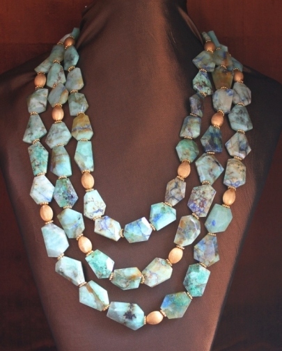 Chrysoprase & Golden Beads Necklace