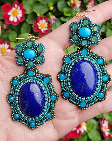 Genuine Lapis and Turquoise Earrings